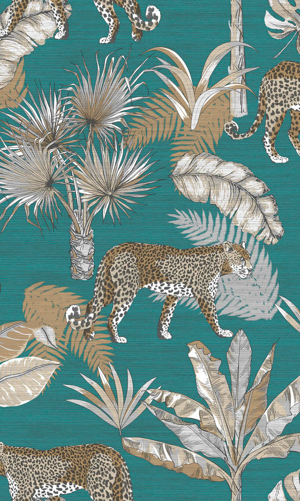 media image for Jungle Prowess Animal Print Teal Wallpaper by Walls Republic 20