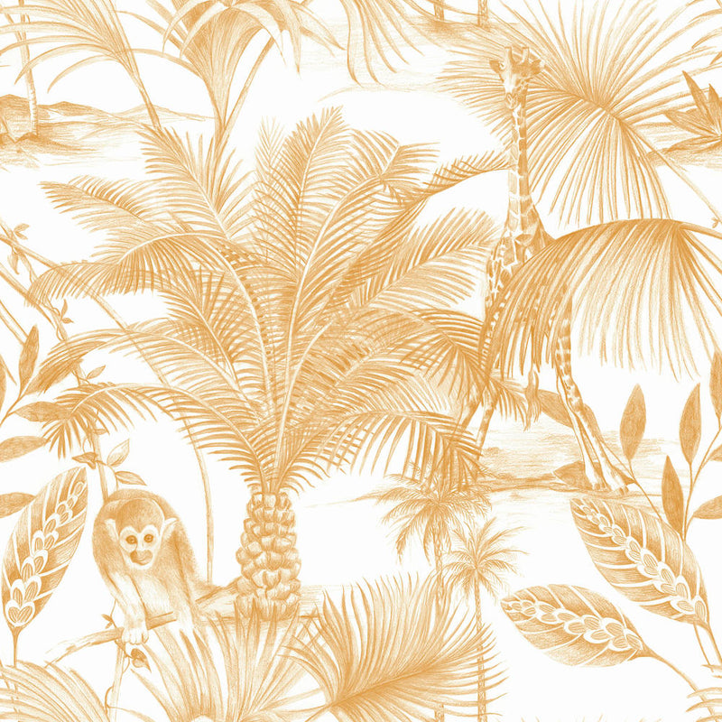 media image for sample sketched jungle tropical ochre wallpaper by walls republic 1 224