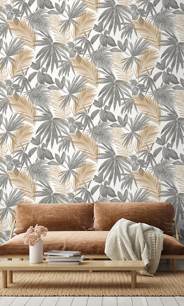 media image for Botanical Glimmer Grey Wallpaper by Walls Republic 298