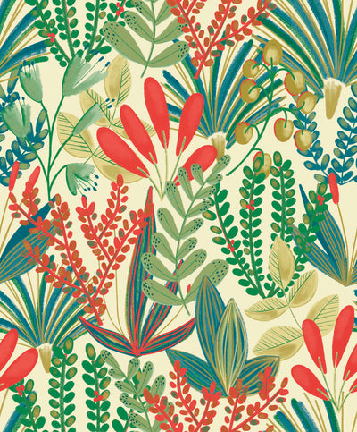 product image of sample scandinavian tropical red wallpaper by walls republic 1 559