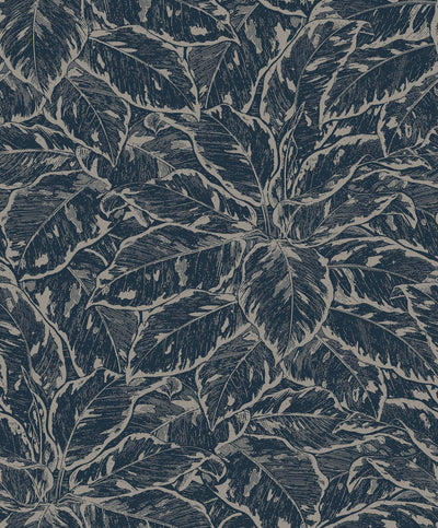 product image of Blooming Foliage Tropical Midnight Blue Wallpaper by Walls Republic 53