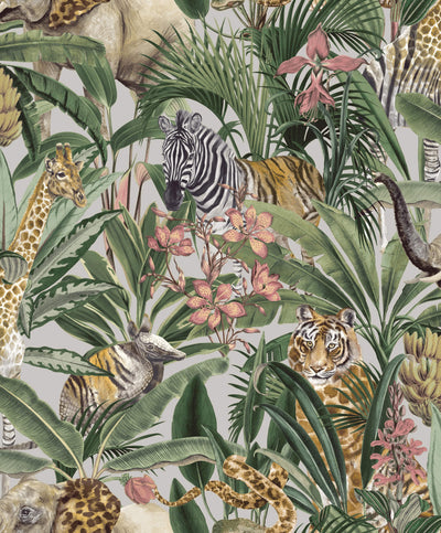 product image of Hidden in the Jungle Tropical Gilver Wallpaper by Walls Republic 543