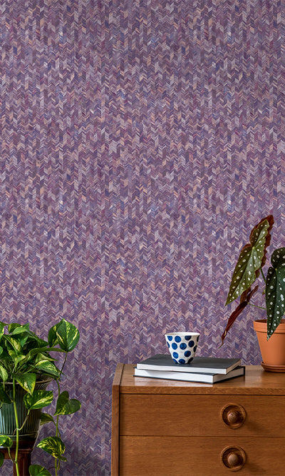 product image for Vivid Herringbone Berry Geometric Wallpaper by Walls Republic 75