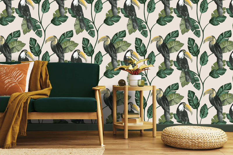 media image for Tropical Toucans Neutral Wallpaper by Walls Republic 274
