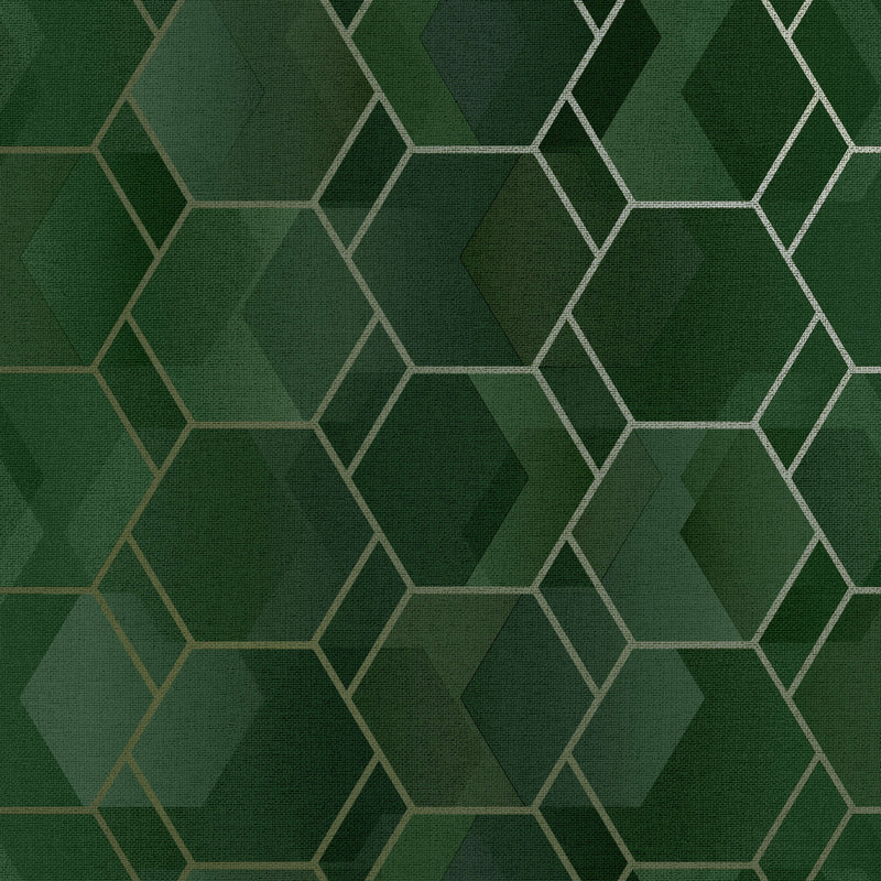 media image for Structured Hexagonal Green Geometric Wallpaper by Walls Republic 210