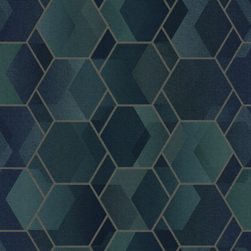 media image for Structured Hexagonal Navy Geometric Wallpaper by Walls Republic 281