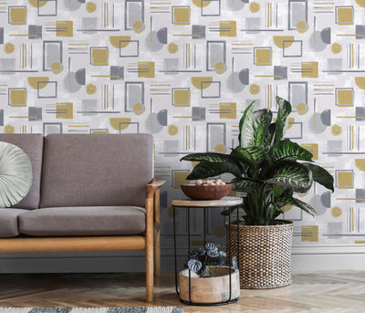 product image for Overlay Ochre Geometric Wallpaper by Walls Republic 14