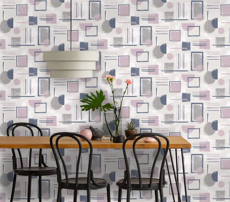 media image for Overlay Pink Geometric Wallpaper by Walls Republic 247