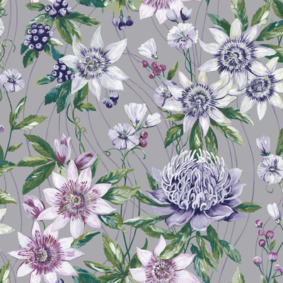 product image for Summer Floral Tropical Silver Wallpaper by Walls Republic 67