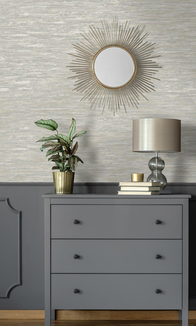 media image for Grey Textured Metallic Horizontal Stripes Wallpaper by Walls Republic 20