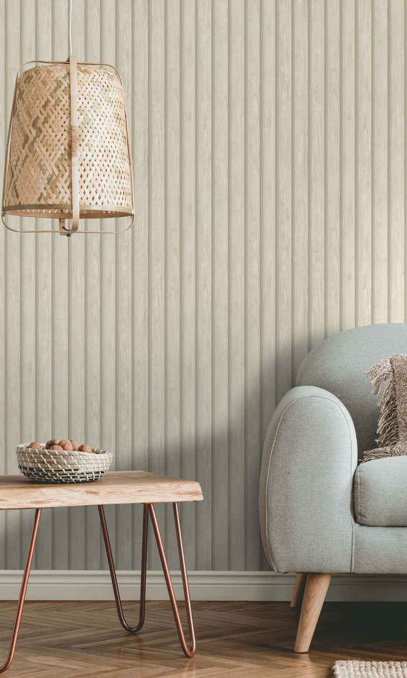 media image for Natural Geometric Stripes Faux Wood Wallpaper by Walls Republic 21