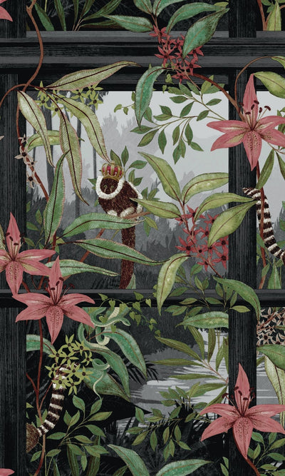 product image for Charcoal Tropical Floral Foliage Wallpaper by Walls Republic 92