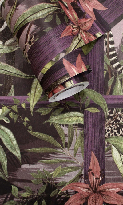 product image for Plum Tropical Floral Foliage Wallpaper by Walls Republic 16