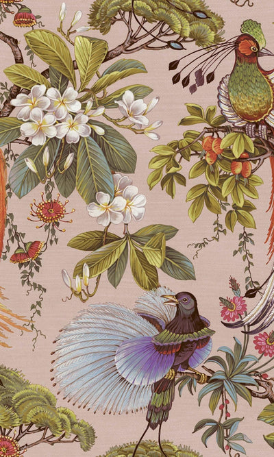 product image for Pink Painted Oriental Birds and Trees Tropical Wallpaper by Walls Republic 84