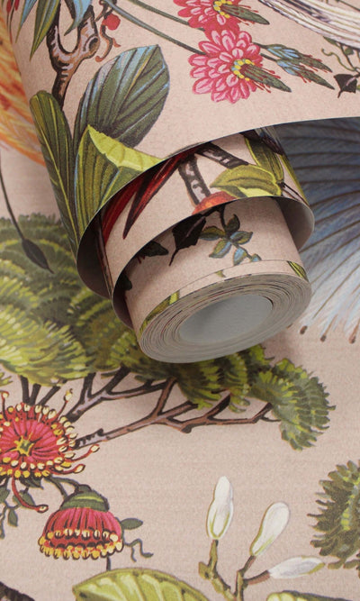 product image for Pink Painted Oriental Birds and Trees Tropical Wallpaper by Walls Republic 33