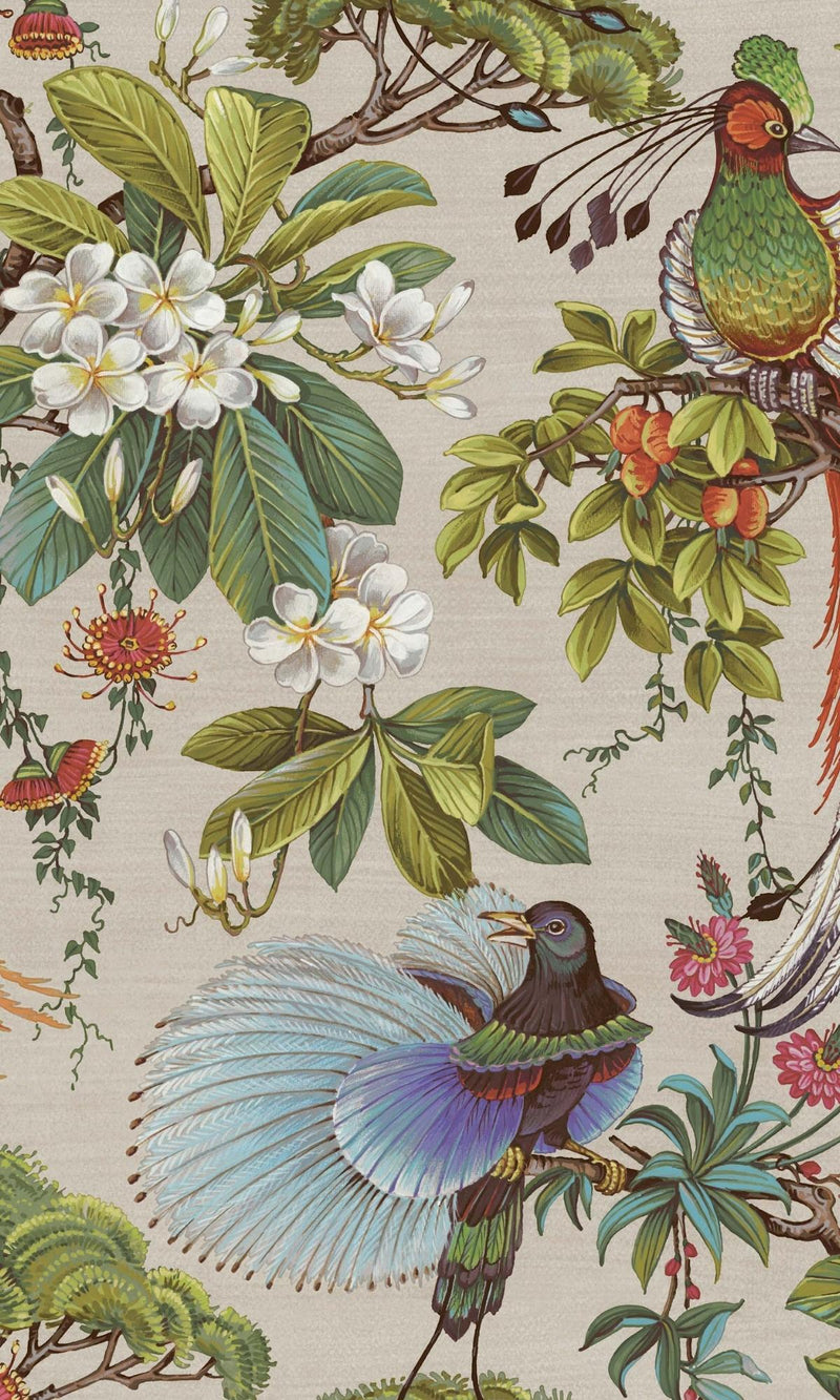 media image for Natural Painted Oriental Birds and Trees Tropical Wallpaper by Walls Republic 280