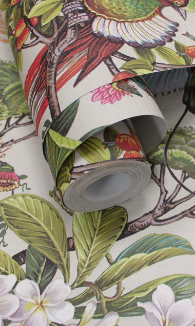 product image for Natural Painted Oriental Birds and Trees Tropical Wallpaper by Walls Republic 30