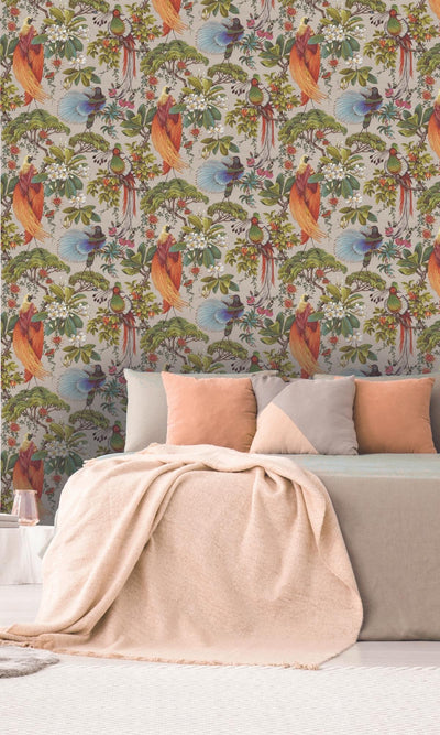 product image for Natural Painted Oriental Birds and Trees Tropical Wallpaper by Walls Republic 17