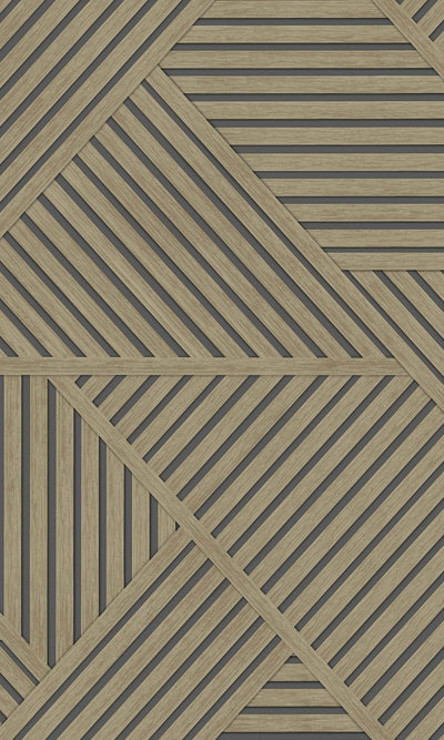 product image for Natural Wood Panel Design Geometric Stripes Wallpaper by Walls Republic 55