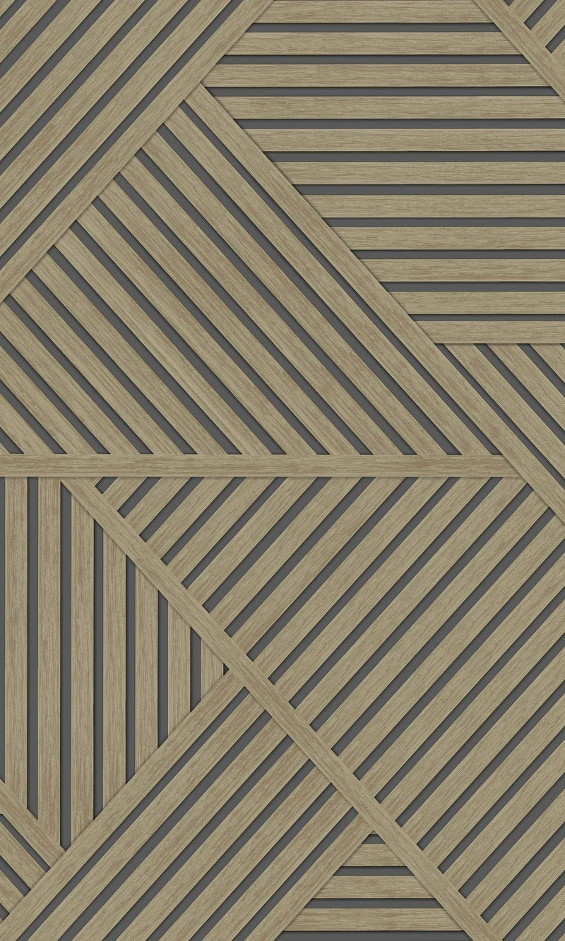 media image for Natural Wood Panel Design Geometric Stripes Wallpaper by Walls Republic 294
