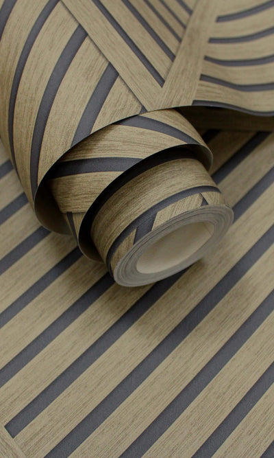 product image for Natural Wood Panel Design Geometric Stripes Wallpaper by Walls Republic 71