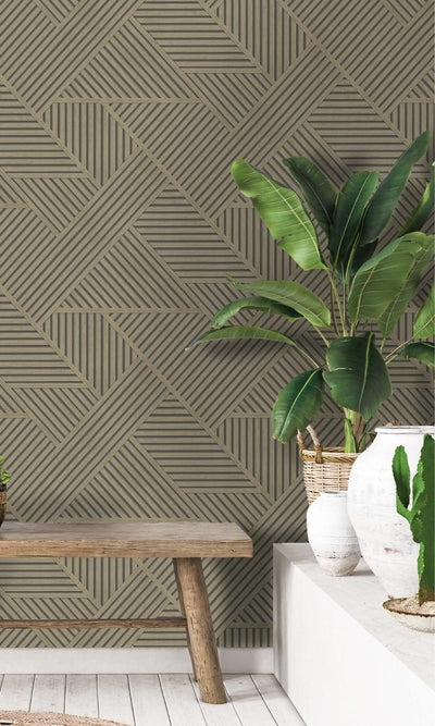 product image for Natural Wood Panel Design Geometric Stripes Wallpaper by Walls Republic 89