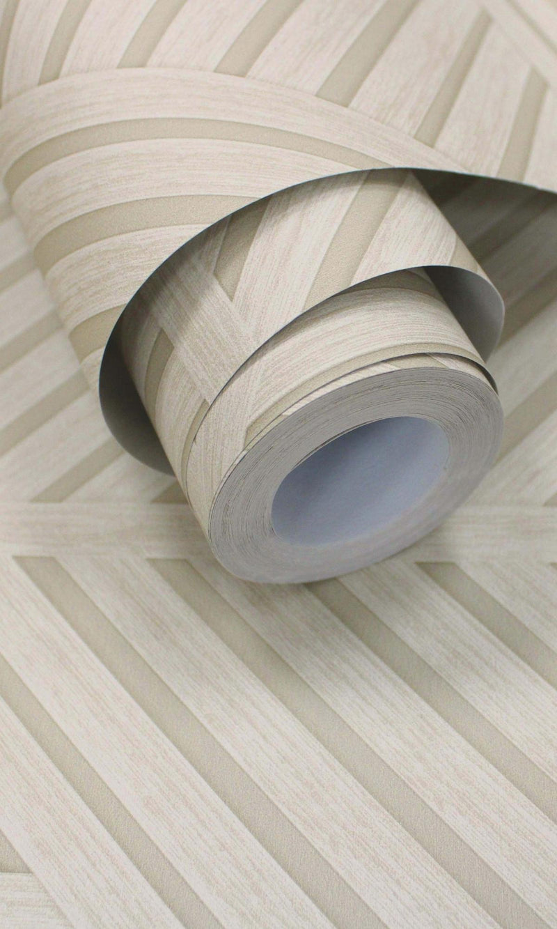 media image for Cream Wood Panel Design Geometric Stripes Wallpaper by Walls Republic 259