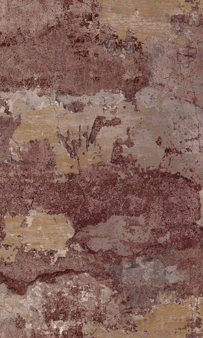 product image of Burgundy Distressed Faux Concrete Effect Wallpaper by Walls Republic 579