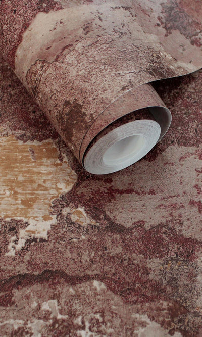 product image for Burgundy Distressed Faux Concrete Effect Wallpaper by Walls Republic 91