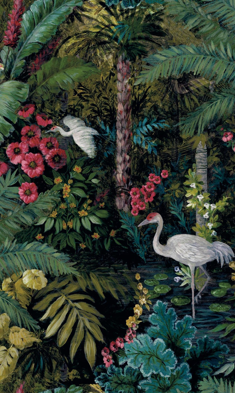 media image for sample black bold tropical paradise botanical wallpaper by walls republic 1 23