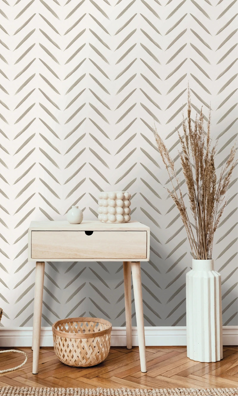 media image for Chevron Taupe Geometric Wallpaper by Walls Republic 273