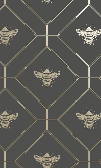 product image of sample honey comb charcoal gold geometric wallpaper by walls republic 1 597