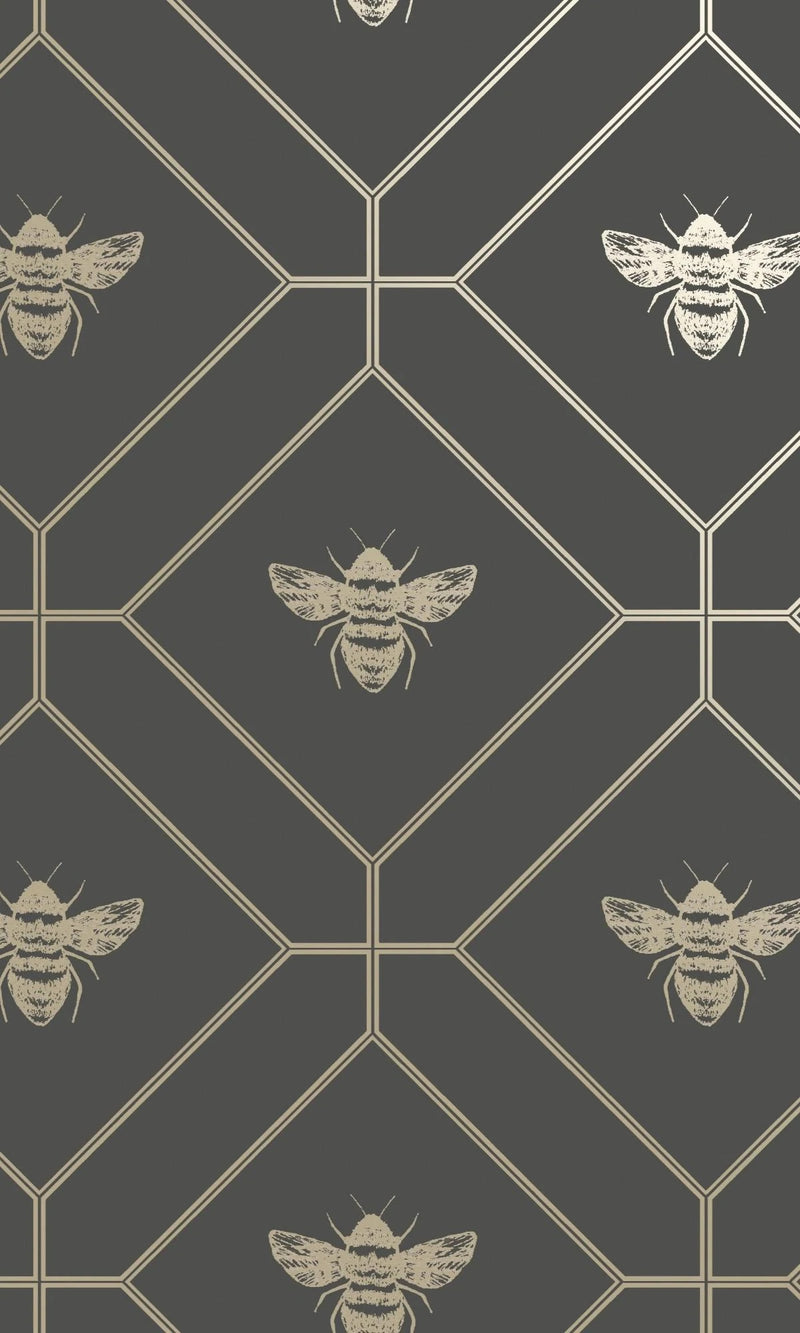 media image for sample honey comb charcoal gold geometric wallpaper by walls republic 1 26