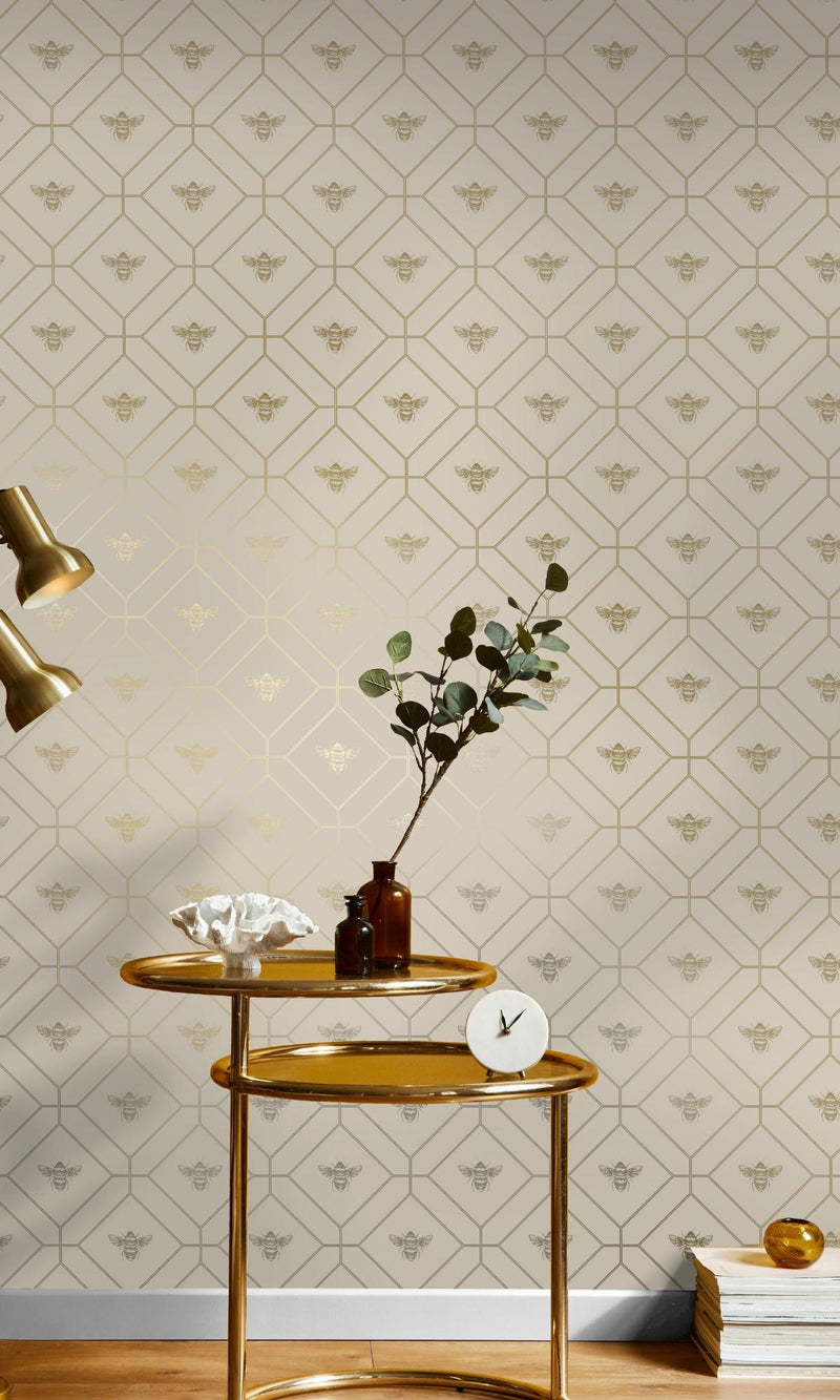 media image for Honey Comb Taupe Geometric Wallpaper by Walls Republic 243