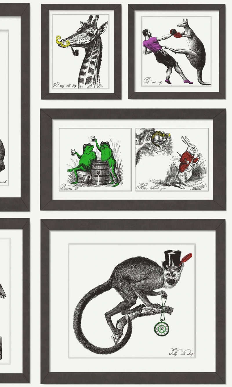 media image for Illustrated Animals Multi in a Frame Wallpaper by Walls Republic 282