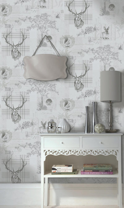 product image of Painted Animal Print Grey and Charcoal Wallpaper by Walls Republic 586