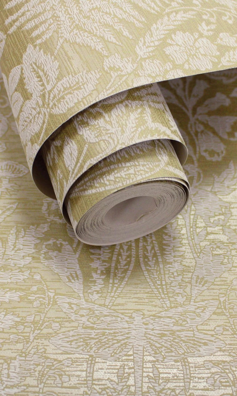 media image for Floral Stitch Ochre Damask Wallpaper by Walls Republic 284