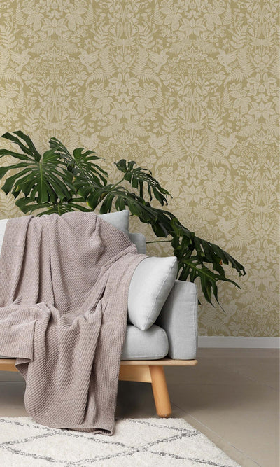 product image for Floral Stitch Ochre Damask Wallpaper by Walls Republic 62