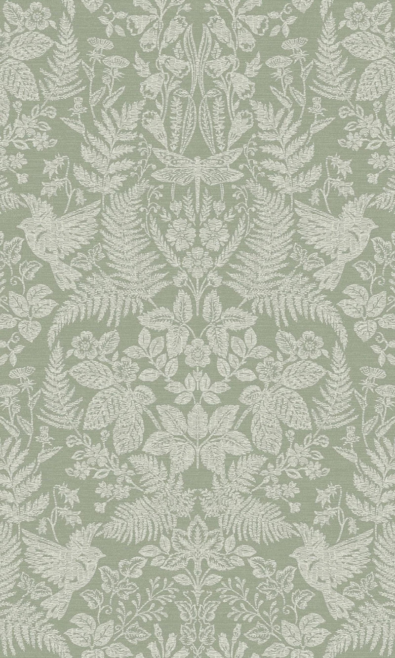 media image for Floral Stitch Sage Damask Wallpaper by Walls Republic 244