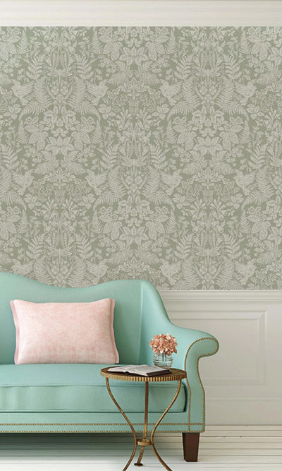 product image for Floral Stitch Sage Damask Wallpaper by Walls Republic 82