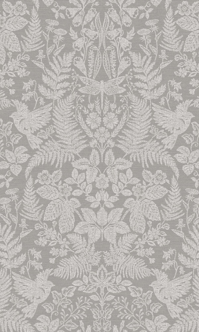media image for Floral Stitch Grey Damask Wallpaper by Walls Republic 218