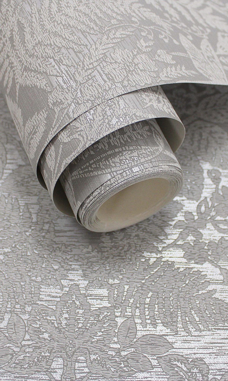 media image for Floral Stitch Grey Damask Wallpaper by Walls Republic 263