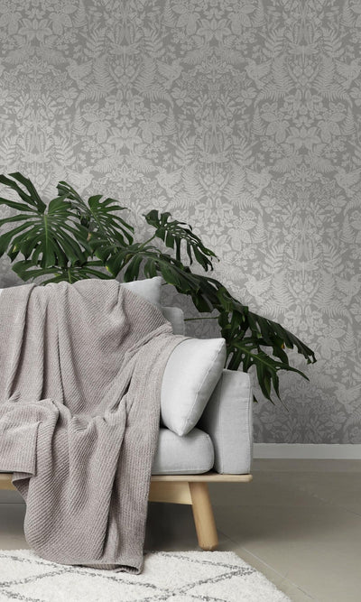 product image for Floral Stitch Grey Damask Wallpaper by Walls Republic 73