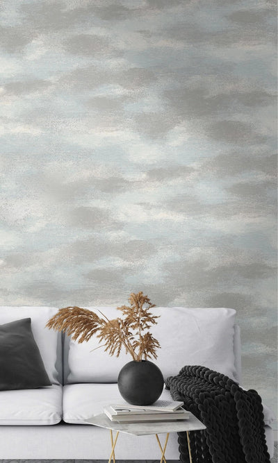 product image for Cloud-like Blue Textured Metallic Wallpaper by Walls Republic 79