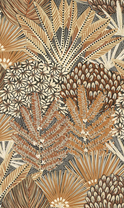 product image for Tropical Dry Leaves Motifs Brown Wallpaper by Walls Republic 93