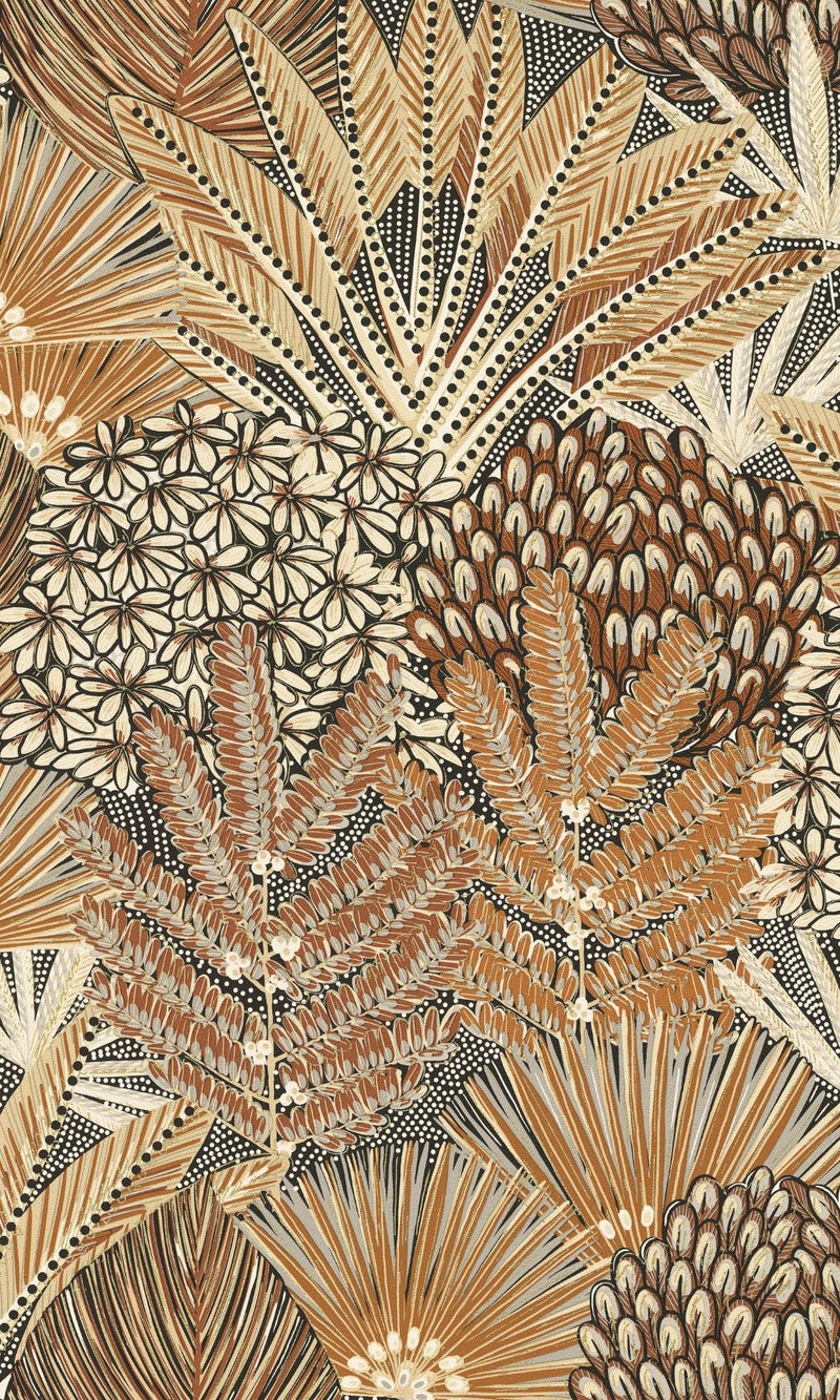 media image for Tropical Dry Leaves Motifs Brown Wallpaper by Walls Republic 293