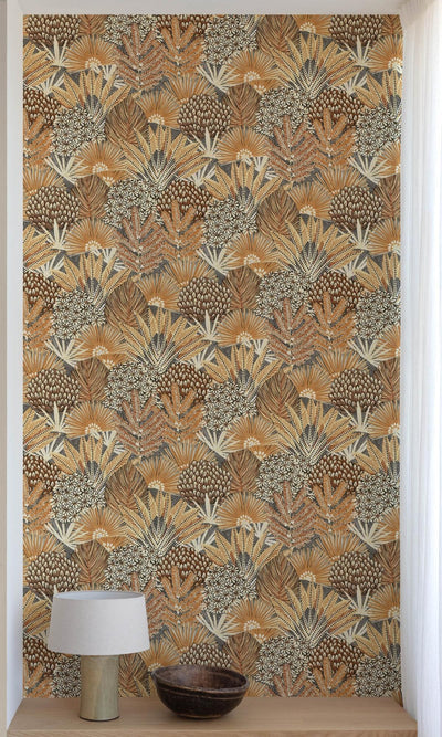 product image for Tropical Dry Leaves Motifs Brown Wallpaper by Walls Republic 64