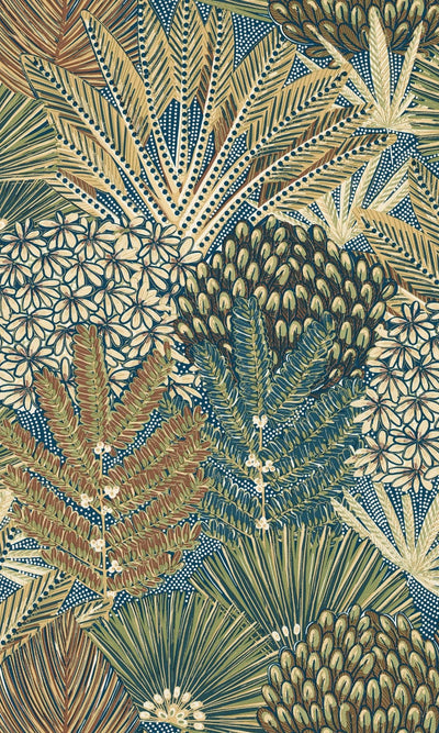 product image of Tropical Dry Leaves Motifs Blue Wallpaper by Walls Republic 574