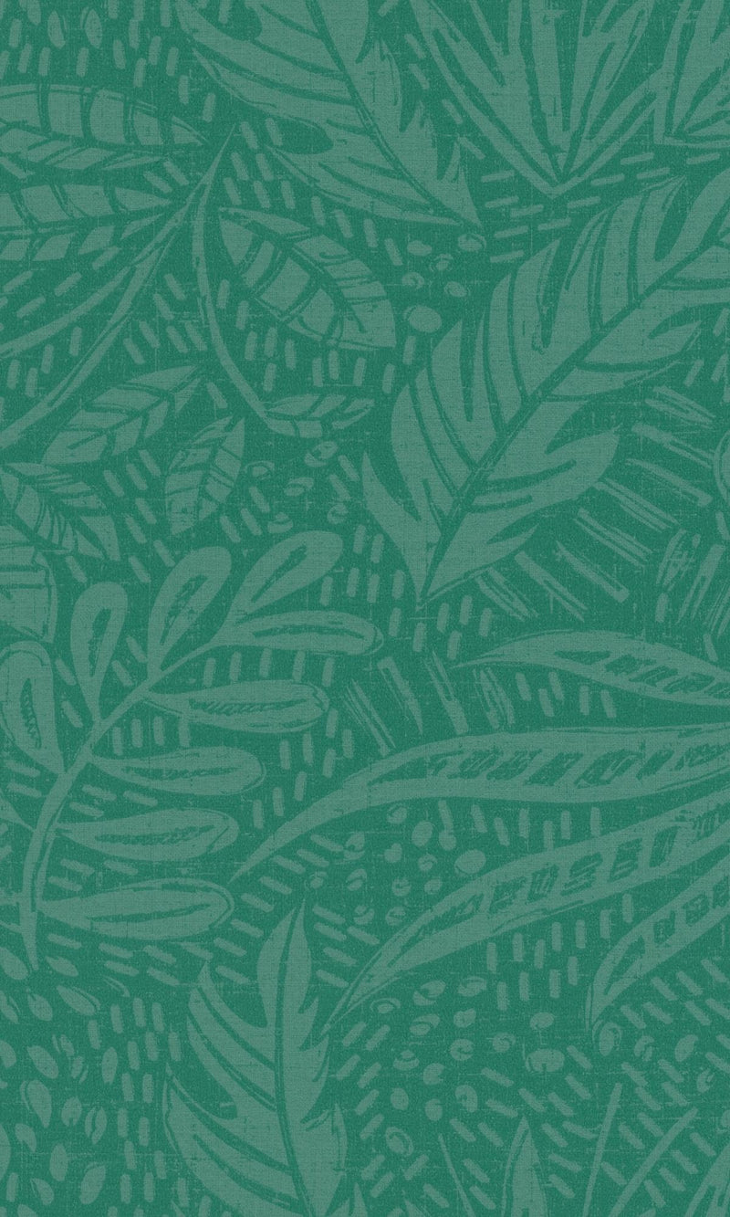 media image for Minimalist Green Tropical Leaves Metallic Wallpaper by Walls Republic 210