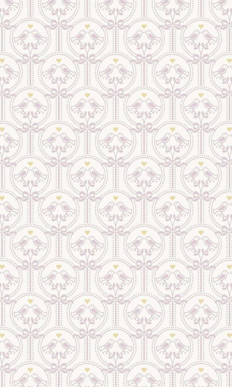 media image for Oiseaux Birds Lovers Lilac Pink Tropical Wallpaper by Walls Republic 215